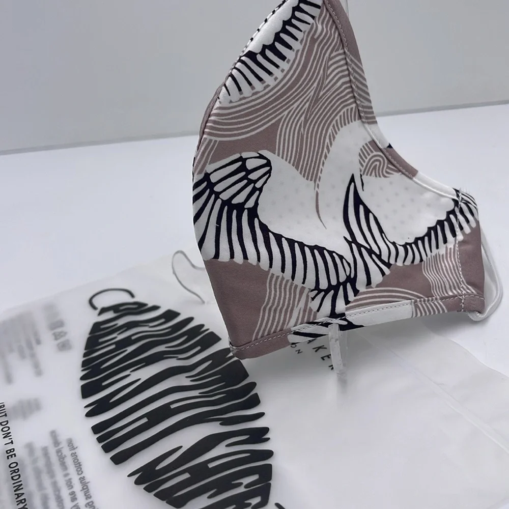 Stylish Tan and White Crane Pattern Face Mask TED BAKER Reversible Reusable
